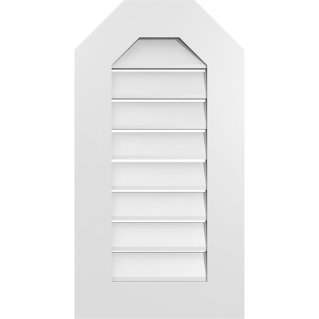 Ekena Millwork Octagonal Top Surface Mount PVC Gable Vent: Functional, w/ 3-1/2"W x 1"P Standard Frame, 16"W x 30"H GVPOT16X3001SF